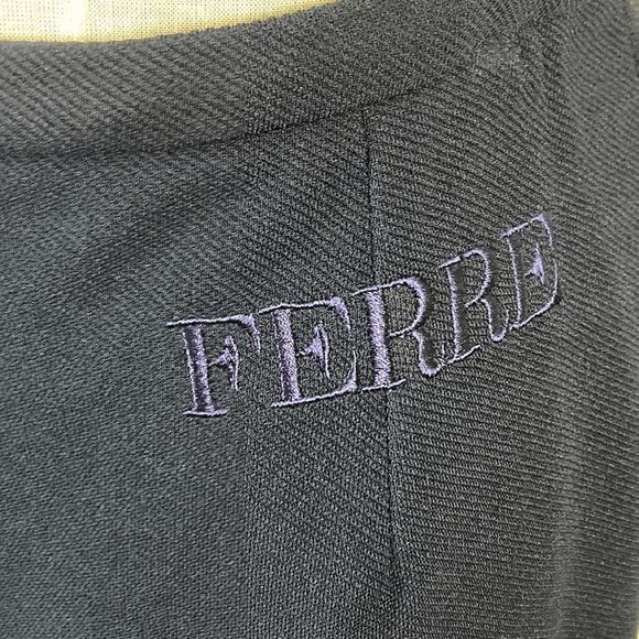 Gianfranco Ferre XS Navy Pencil Skirt Pocket 1980s Vintage Office Workwear Boss - Picture 5 of 8